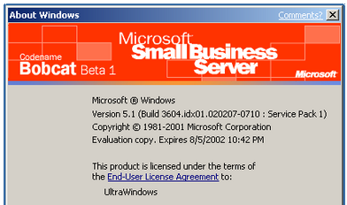 Windows Small Business Server 2003 buildstrings - BetaArchive